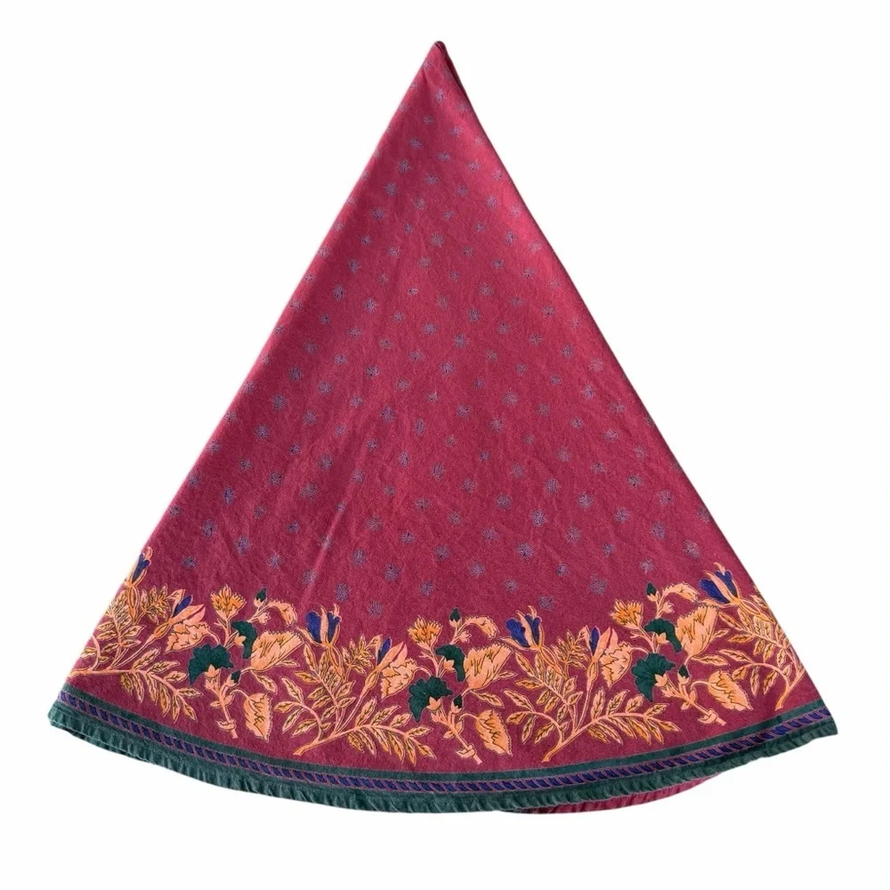 Vintage Williams-Sonoma Provence Round Cotton Tablecloth Brick Red Bees 70” GUC